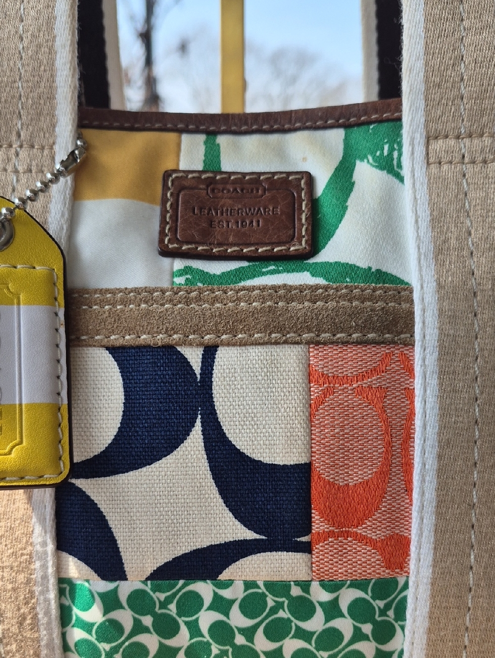 COACH 2006 Signature Picnic Patch Tote 💙🌸 PERFECT VINTAGE POP! - Picture 2 of 14
